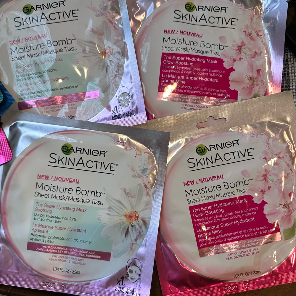 13 Garnier SkinActive Moisture Bomb Sheet Mask - Pink and Purple